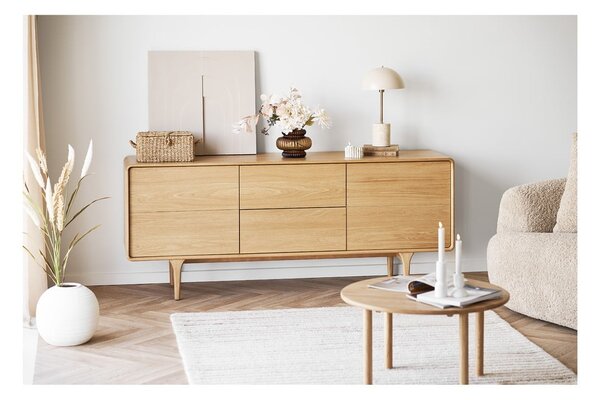 Okrugao stolić za kavu od punog hrasta u prirodnoj boji ø 70 cm Jena – House Nordic