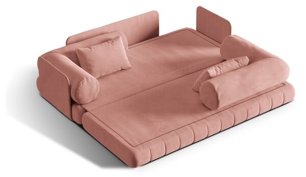 Ružičasta baršunasti sklopiva sofa 206 cm Kemi – Cosmopolitan Design
