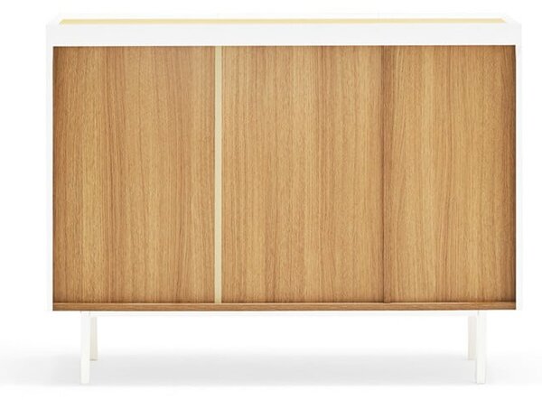Bijela niska komoda u dekoru hrasta 110x85 cm Arista – Teulat