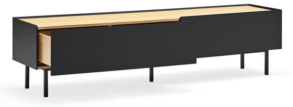 Crna/u prirodnoj boji TV komoda u dekoru hrasta 180x45 cm Arista – Teulat