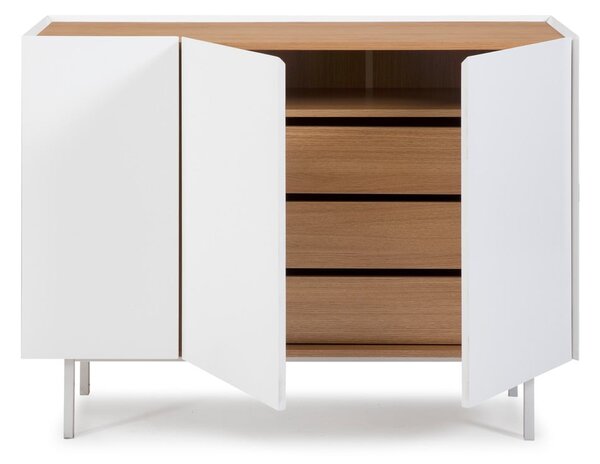 Bijela niska komoda u dekoru hrasta 110x85 cm Arista – Teulat