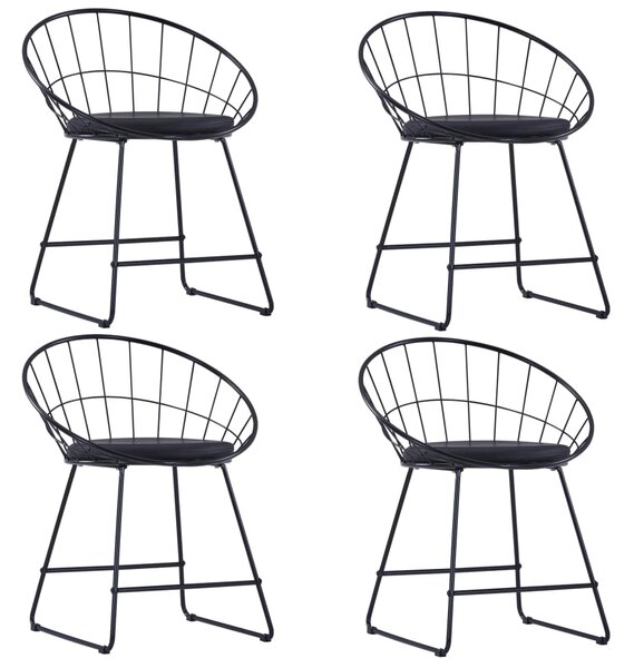 VidaXL Stolice sa sjedalima od umjetne kože 4 kom crne čelične