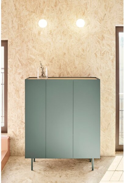 Zelena visoka komoda u dekoru hrasta 95x120 cm Arista – Teulat