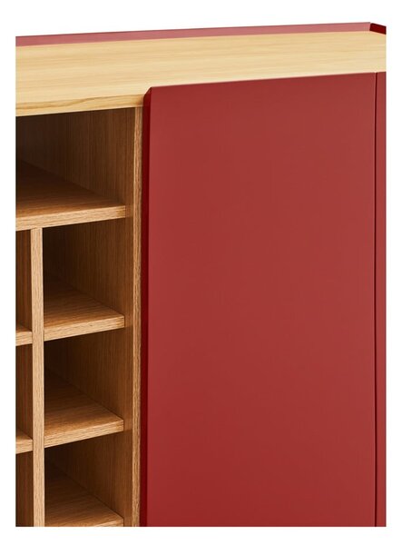 Crvena visoka komoda u dekoru hrasta 95x120 cm Arista – Teulat