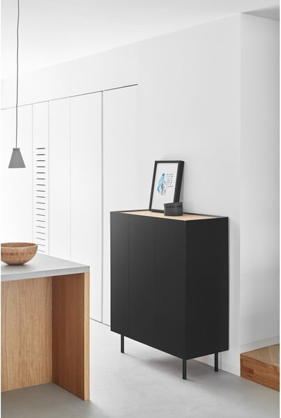 Crna visoka komoda u dekoru hrasta 95x120 cm Arista – Teulat