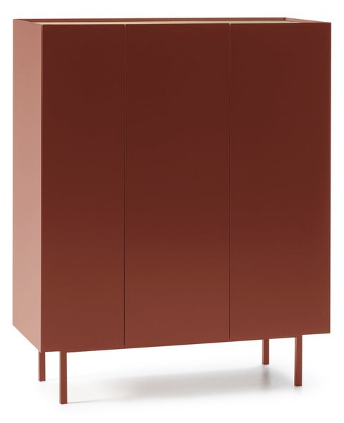 Crvena visoka komoda u dekoru hrasta 95x120 cm Arista – Teulat