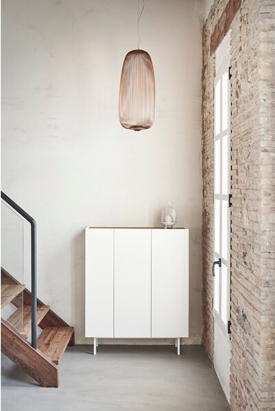 Bijela visoka komoda u dekoru hrasta 95x120 cm Arista – Teulat