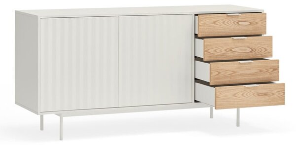 Bijela/u prirodnoj boji niska komoda u dekoru hrasta 159x80 cm Sierra – Teulat