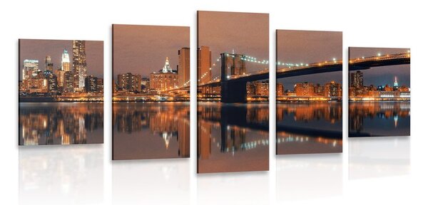 5-dijelna slika odsjaj Manhattana u vodi