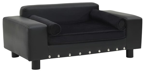 VidaXL Sofa za pse crna 81 x 43 x 31 cm od pliša i umjetne kože
