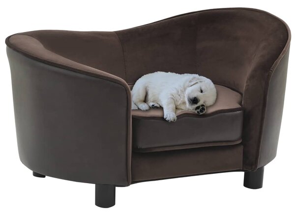 VidaXL Sofa za pse smeđa 69 x 49 x 40 cm od pliša i umjetne kože