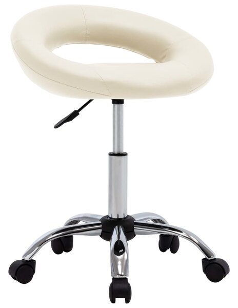 VidaXL Radna stolica s kotačićima od umjetne kože krem