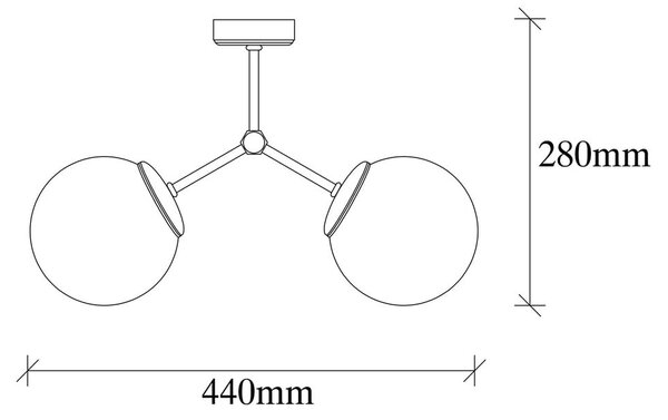 Crno-bijela stropna svjetiljka sa staklenim sjenilom 15x44 cm Damar – Opviq lights