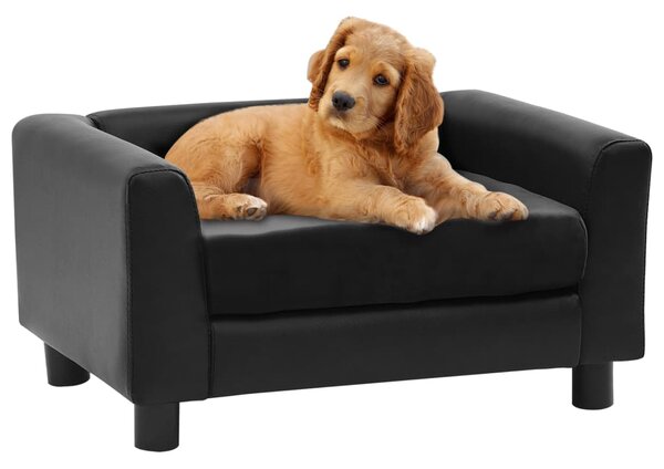 VidaXL Sofa za pse crna 60 x 43 x 30 cm od pliša i umjetne kože