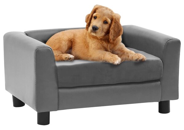 VidaXL Sofa za pse siva 60 x 43 x 30 cm od pliša i umjetne kože