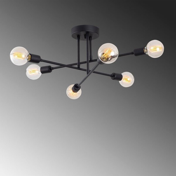 Crna stropna svjetiljka 64x64 cm Flower – Opviq lights