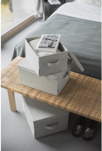 Bež tekstilna kutija za pohranu s poklopcem 35x26x19 cm Soft Storage – Bigso