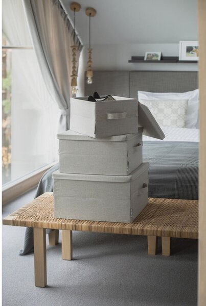 Bež tekstilna kutija za pohranu s poklopcem 35x26x19 cm Soft Storage – Bigso