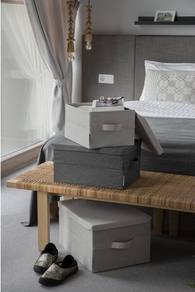 Bež tekstilna kutija za pohranu s poklopcem 35x26x19 cm Soft Storage – Bigso