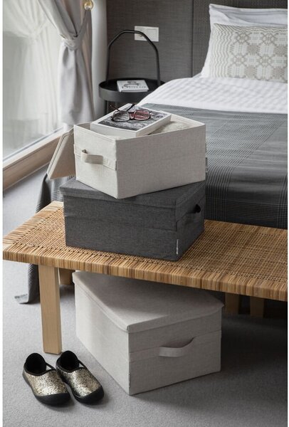Bež tekstilna kutija za pohranu s poklopcem 35x26x19 cm Soft Storage – Bigso