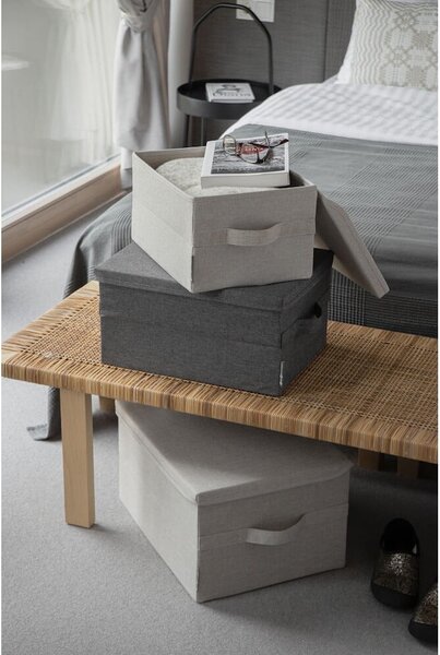 Bež tekstilna kutija za pohranu s poklopcem 35x26x19 cm Soft Storage – Bigso