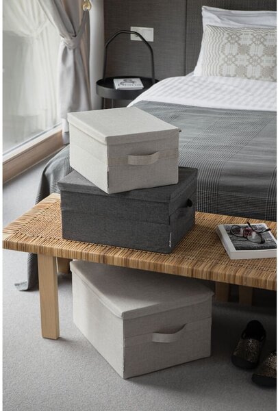 Bež tekstilna kutija za pohranu s poklopcem 35x26x19 cm Soft Storage – Bigso