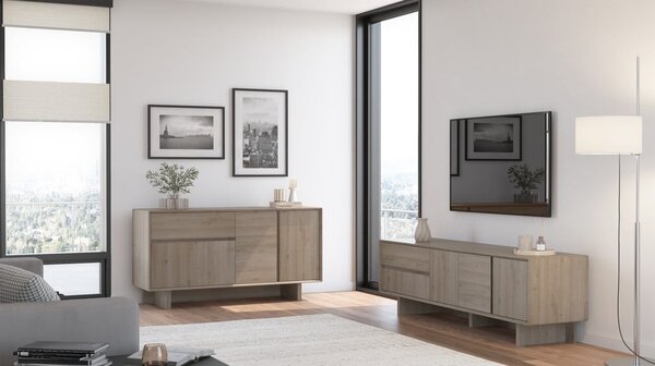 Komoda u dekoru hrasta u prirodnoj boji 146x76x45 cm Carpi – Marckeric