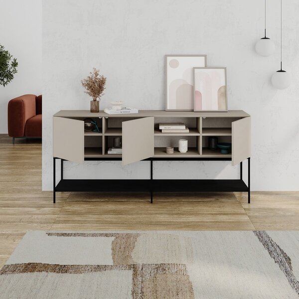 Crna/krem komoda 180x80x40 cm Amira – Marckeric