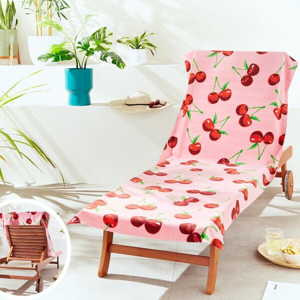 Ružičasti pamučan ručnik za plažu 78x200 cm Cherries – Catherine Lansfield