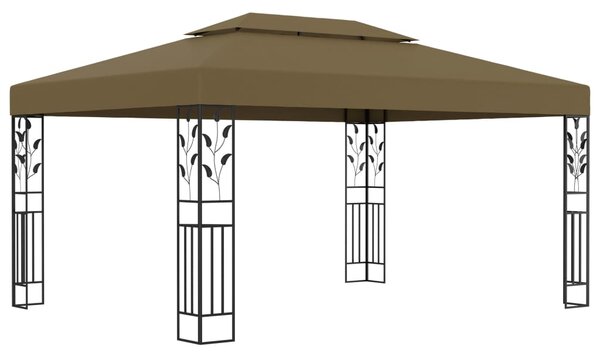 VidaXL Sjenica s dvostrukim krovom 3 x 4 m smeđe-siva 180 g/m²