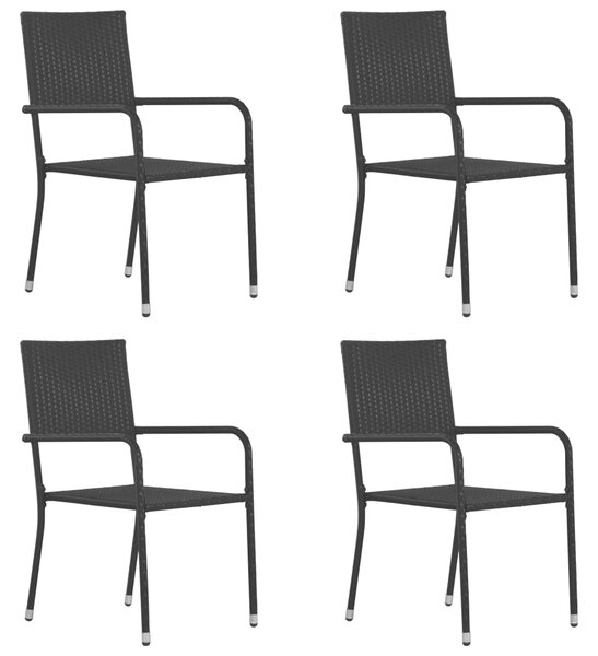 VidaXL Vrtne blagovaonske stolice od poliratana 4 kom crne