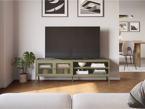 Zelena metalna TV komoda 160x50x35 cm Fayna – Marckeric