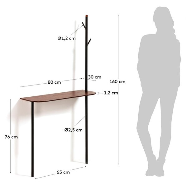Konzolni stolić s vješalicom Kave Home Marcolina, 80 x 160 cm