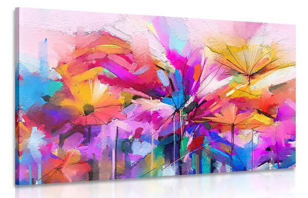 Slika apstraktno šareno cvijeće - 60x40