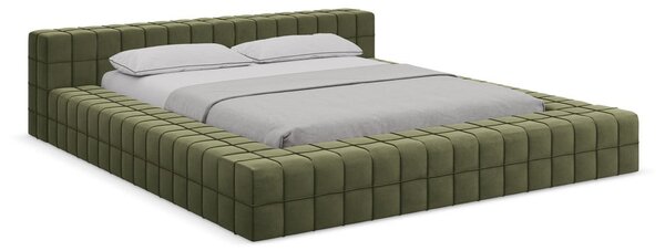 Zeleni tapecirani bračni krevet s podnicom 160x200 cm Akela – Makamii