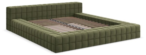 Zeleni tapecirani bračni krevet s podnicom 160x200 cm Akela – Makamii