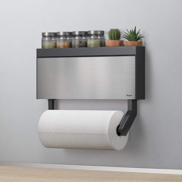 Zidni držač za kuhinjske role ubrusa i folija Metaltex Tango Inox