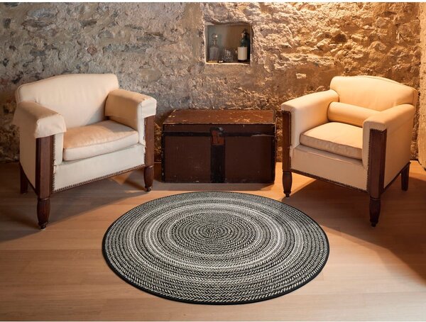 Crni vanjski tepih Universal Silvana Rutto, ⌀ 120 cm