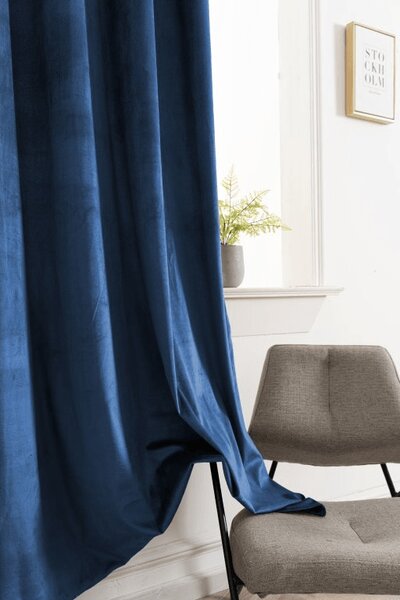 Zavjese za zamračivanje ELVIO VELVET 140x250 cm, mornarsko plave boje Sistem za vješanje: Metalni prstenovi