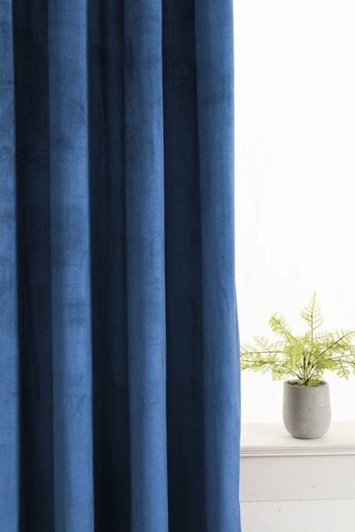 Zavjese za zamračivanje ELVIO VELVET 140x250 cm, mornarsko plave boje Sistem za vješanje: Metalni prstenovi