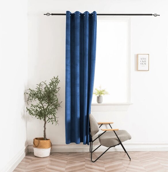 Zavjese za zamračivanje ELVIO VELVET 140x250 cm, mornarsko plave boje Sistem za vješanje: Metalni prstenovi