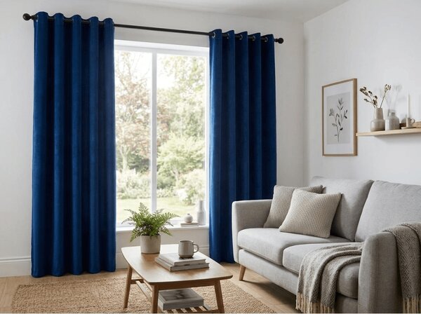 Zavjese za zamračivanje ELVIO VELVET 140x250 cm, mornarsko plave boje Sistem za vješanje: Metalni prstenovi