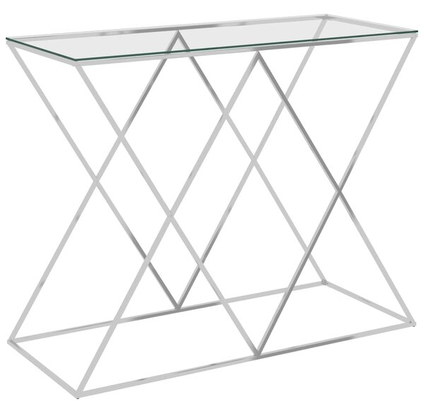 VidaXL Bočni stolić srebrni 90 x 40 x 75 cm nehrđajući čelik i staklo