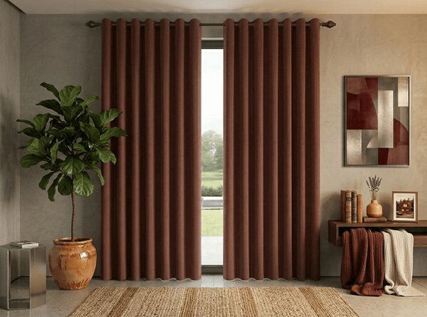 Zamračna zavjesa NEREO 140x250 cm, smeđa Sistem za vješanje: Metalni prstenovi