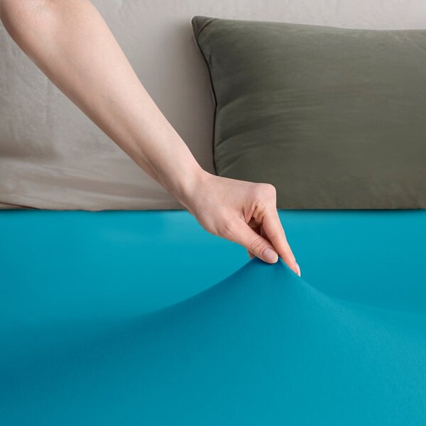 Plava plahta s gumom od jeseya 90x200 cm Amber – Restilo