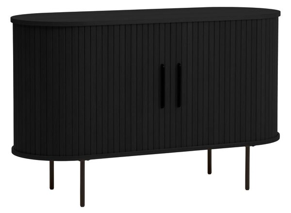 Crna komoda u dekoru hrasta s kliznim vratima 120x76x45 cm Nola – Unique Furniture