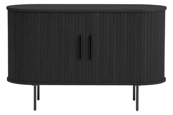 Crna komoda u dekoru hrasta s kliznim vratima 120x76x45 cm Nola – Unique Furniture