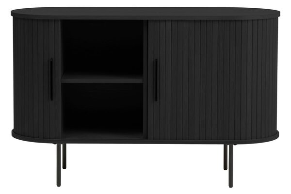 Crna komoda u dekoru hrasta s kliznim vratima 120x76x45 cm Nola – Unique Furniture