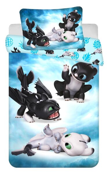 Plava pamučna dječja posteljina za dječji krevetić 100x135 cm How to Train Your Dragon "Babies" – Jerry Fabrics