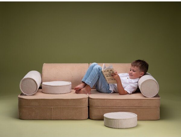 Svjetlo smeđi dječji kauč od samta 132 cm Settee – Wigiwama